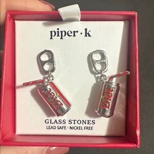 Piper K Diet Coke Can Earrings with glass stones